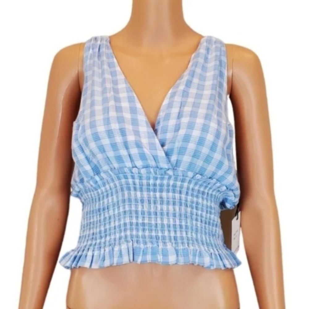 Japna Plaid V-Neck Cropped top